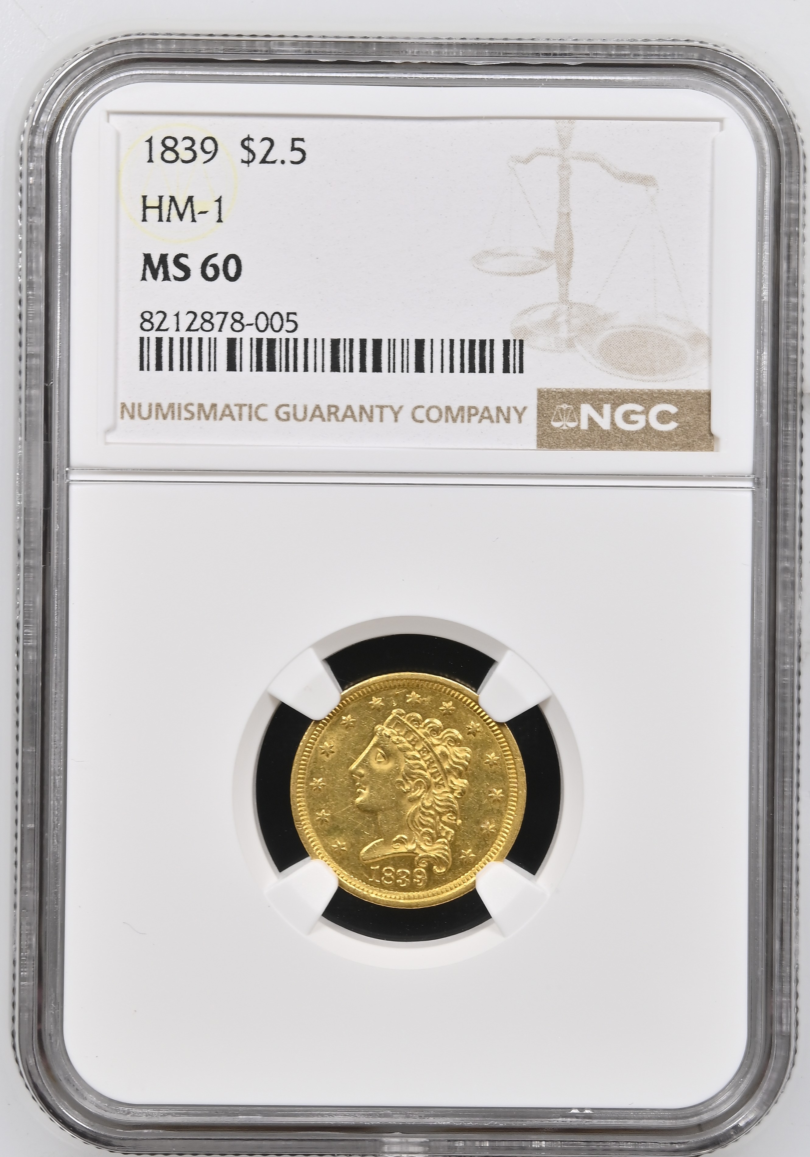 1839 $2 1/2 MS