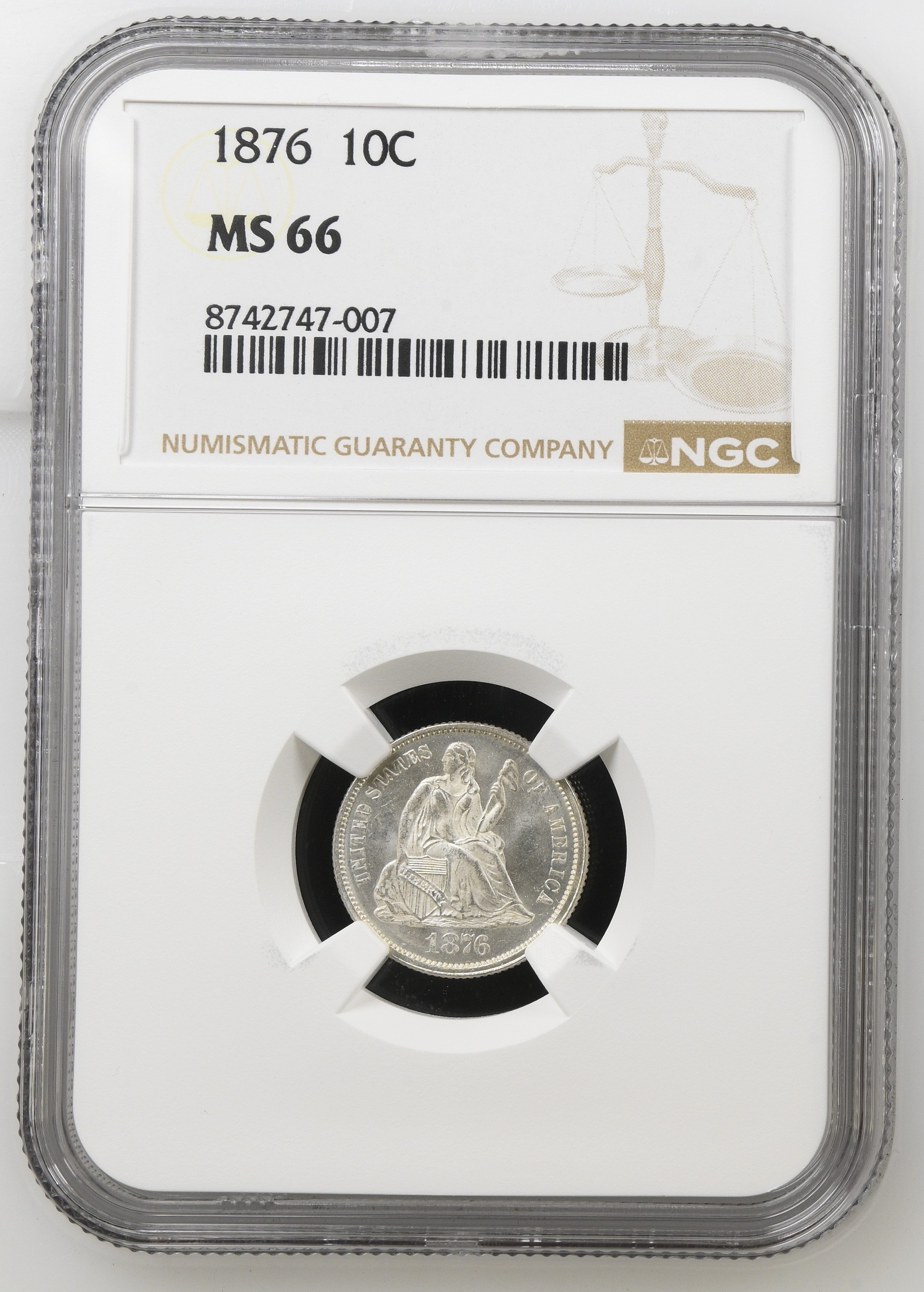 1876 10c MS