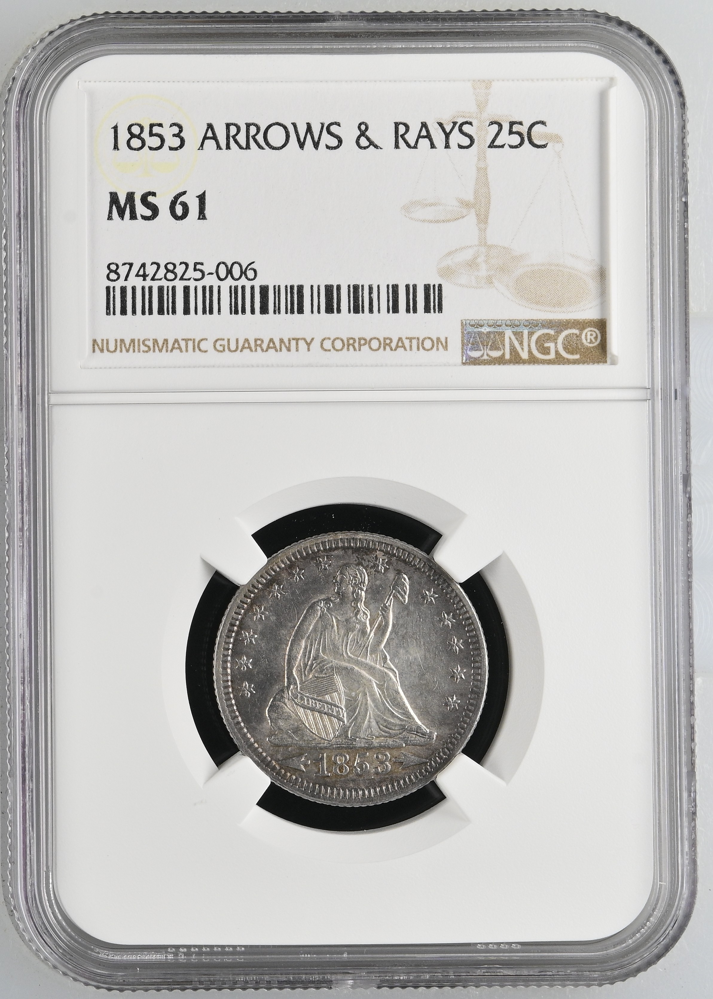 1853 25c Arrows & Rays MS