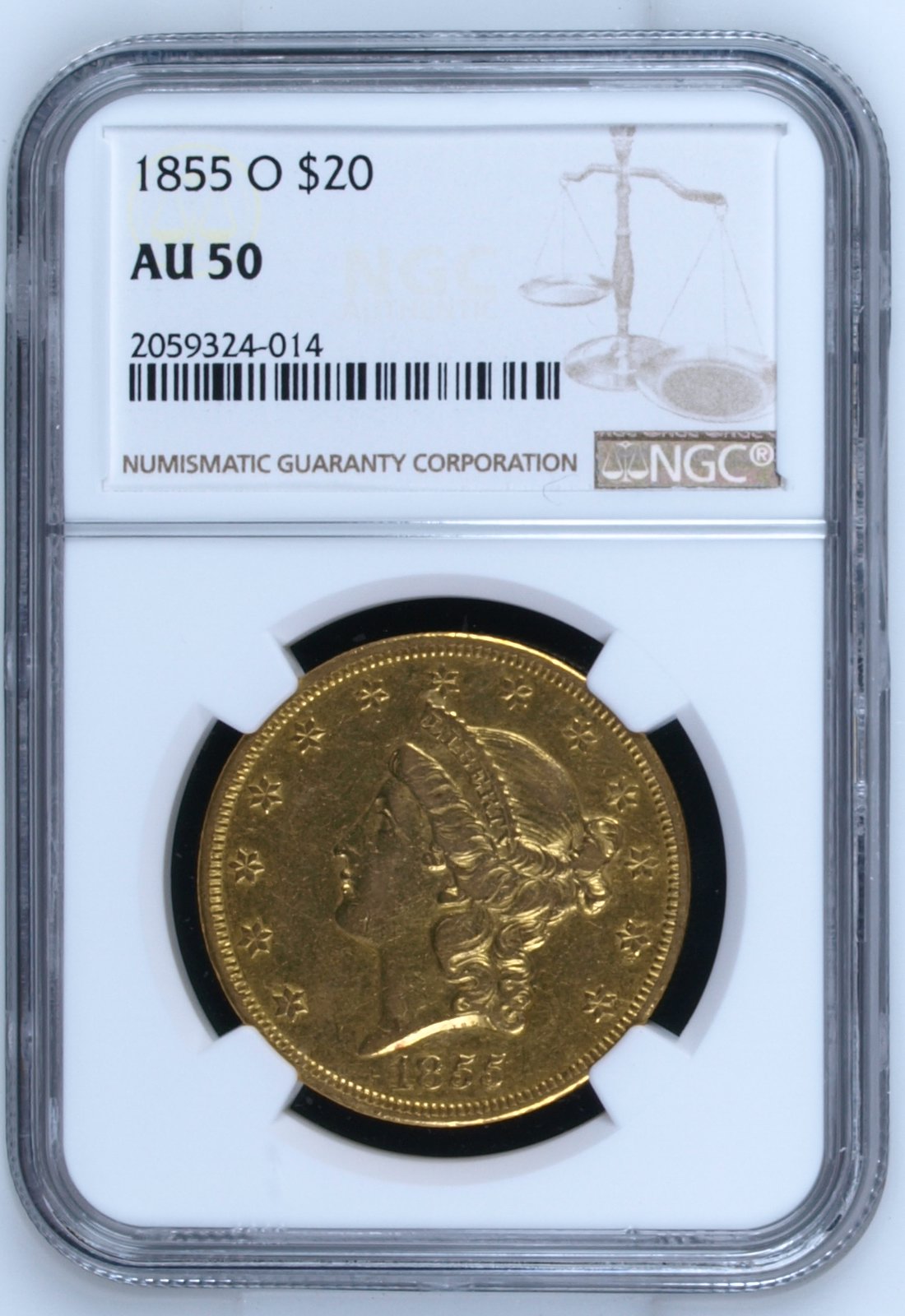 1855-O $20 MS