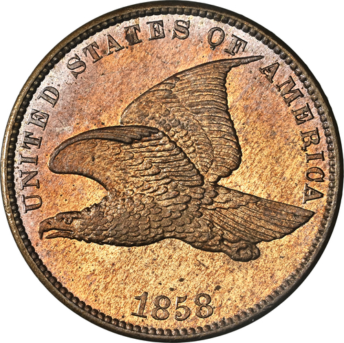1858 1c Flying Eagle, Small Letters MS